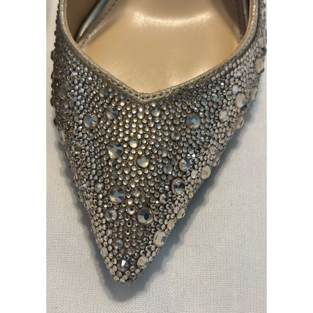 Betsey Johnson Gold Rhinestone Sparkly Clark Slingback Block Heels Pointed Toe 6 - Picture 3 of 9